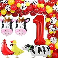 Cow Birthday Party Supplies, Cow Party Decoration Balloon Garland Arch Kit for 2nd birthday Farm Animals Theme Party with Cow Animal Foil Balloons (1)