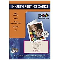 PPD 20 Inkjet Printable Greeting Cards A4 Pre-Scored to A5 260gsm Gloss Inc Envelopes PPD-51-ENV-20