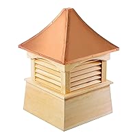 Coventry Louvered Cupola with Pure Copper Roof, Cypress Wood, 30