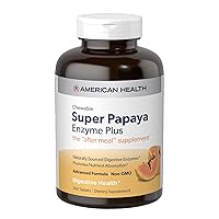 Super Papaya Enzyme Plus Chewable Tablets, Natural Papaya Flavor - Promotes Digestion & Nutrient Absorption, Contains Papain & Other Enzymes - 360 Count