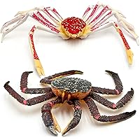 King Crab and Spider Crab Toys Set, Marine Animals Toys Sea Life Action Figures Gift Great for Educational, Cake Topper, Swim, Bath Toys, Stocking Stuffers for Kids