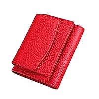 Small Wallet for Women Genuine Leather Mini Wallet RFID Blocking Card Holder Ladies Purse Red