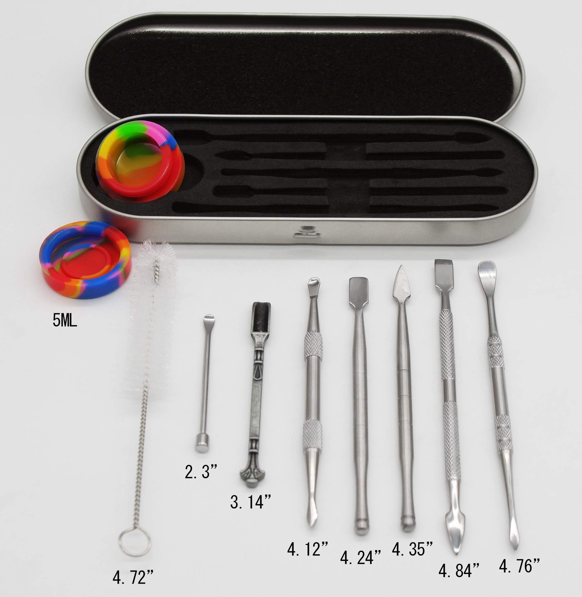 Vitakiwi Wax Carving Stainless Steel Tool Set with 5ml Silicone Container and Metal Carrying Case