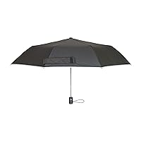 West Chester UMB340/OS Tri-Fold Umbrella - Black, 40 in., Pongee, Automatic Opening Umbrella with Fiberglass Ribs, Metal Shaft, Gray Trim