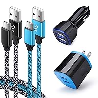 USB C Charger Set for Samsung Galaxy A15 A14 5G S24 A01 A71 A51 A11 A10e S23 S22 S21 S20 S10 A54 A13 A20 A21 A50 A9, USB Wall Charging Block Cube, Car Charger Adapter 6ft Type C Fast Charging Cable