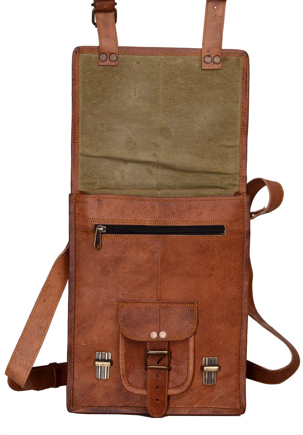 Komals Passion Leather Brown Messenger Bag 18” x 14” Crossbody Shoulder |  eBay