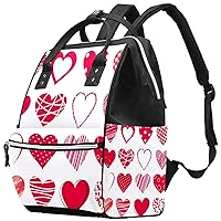 Red Hearts Diaper Bag Backpack Baby Nappy Changing Bags Multi Function Large Capacity Travel Bag
