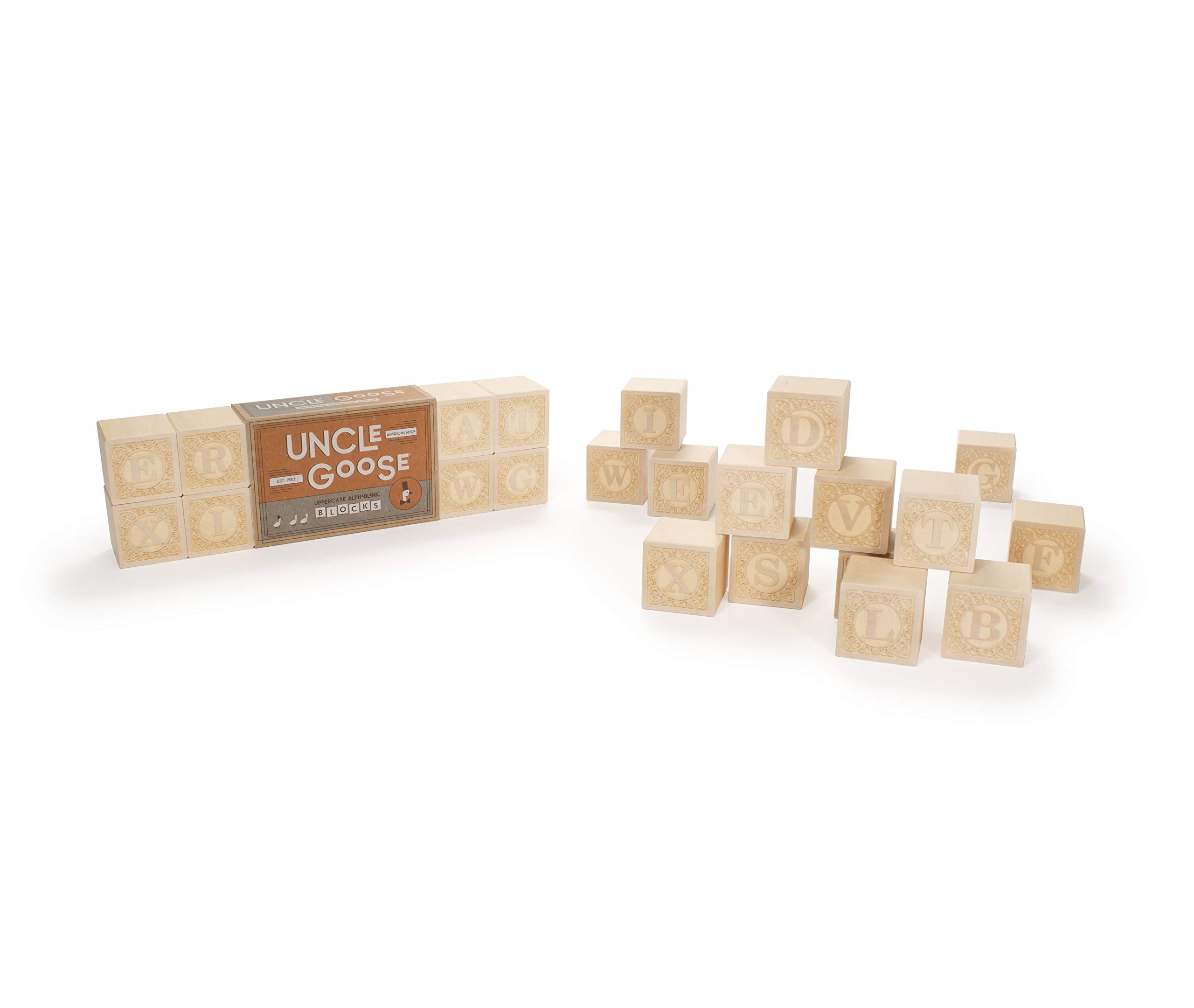 Uncle Goose Uppercase Alphablank Blocks - Made in The USA