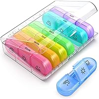 Agohua，7 Day Travel Portable Removable Personal Pill Organizer， Three Times A Day Two-Color Optional，Arthritis Friendly Medicine Supplements Box Case (Transparent)