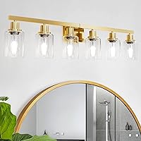 6 Light Gold Bathroom Vanity Light, Gold Bathroom Light Fixtures, 38