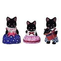 Calico Critters Midnight Cat Family, Dolls, Dollhouse Figures, Collectible Toys with 4 Figures Included