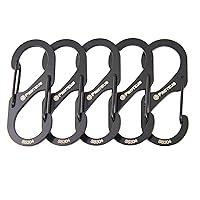 Stainless Steel Carabiner, Black, Spring Hook for Keychain, Backpack, Home Tool, OL: 50mm, Pack of 5