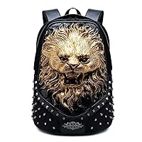 Studded Backpack 3D Animal Unisex Happy Small Lion School Bag Animal Pattern Trendy Backpacks