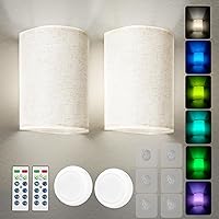 Wall Sconces Set of Two Battery Operated Wall Sconce,16 RGB Colors Changeable Dimmable Wireless Wall Light Easy to Hang and Assemble,Wall Lamps for Bedrooms Set of 2,Battery Operated Wall Lights