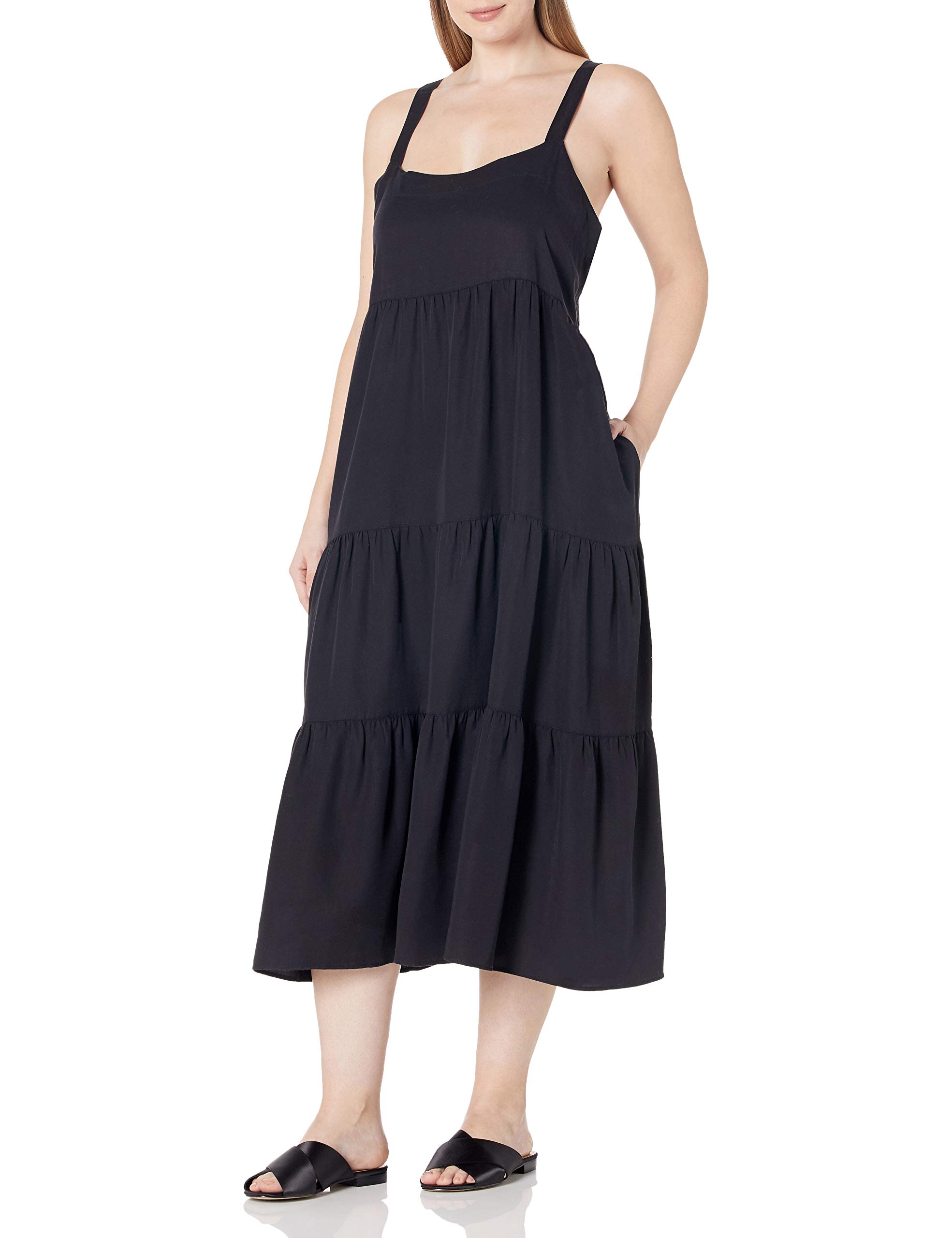 The Drop Women's Britt Tiered Maxi Tent Dress, Off-Black, 5X, Plus Size