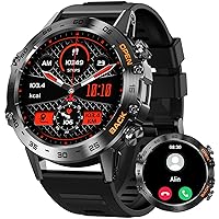 Military Smart Watch for Men Make/Answer Calls Rugged Tactical Smartwatch Compatible with Android iPhone Samsung 1.39