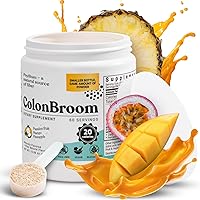 ColonBroom Psyllium Husk Powder (Tropical Fruits) - Colon Cleanse for Bloating Relief & Gut Health - Colon Broom Fiber Powder Drink - Vegan, Gluten Free Fiber Powder Supplement, 60 Servings