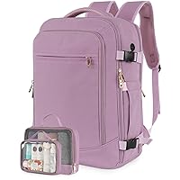 INC Carry on Travel Backpack for Women, Flight Approved 40L Personal Item Backpack with 2 Packing Cubes, Anti-theft Travel Bookbag for Weekender, College, Purple