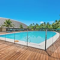 VEVOR Pool Fencing Mesh, 4x12 ft Swimming Pool Fence, 1000D PVC Mesh Fabric Removable Pool Fence, Pool Fence for Inground Pools with Aluminum Poles and Stainless Steel Tubes for Security