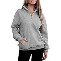 BLENCOT Women Half Zip Oversized Sweatshirt Lightweight Long Sleeve Trendy Fleece Pullover Workout Warm Tops With Pocket