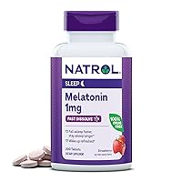 Natrol Melatonin 1mg, Strawberry-Flavored Dietary Supplement for Restful Sleep, 200 Fast-Dissolve Tablets, 200 Day Supply