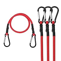 WORKPRO 24 Inch Bungee Cord with Aluminum Alloy Hook, 4 Pack Superior Rubber Heavy Duty Straps Strong Elastic Rope for Outdoor Tent, Luggage Rack, Camping, Cargo, Bike, Transporting, Storage, Red