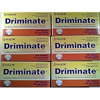Major Driminate® Dimenhydrinate 50mg 100 Ct for Nausea, Dizziness and Vomiting From Motion Sickness (6 Pack)