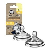 Tommee Tippee Advanced Anti-Colic Baby Bottle Nipples, Medium Flow, 3+ Months, Breast-Like, Soft Silicone, Pack of 2