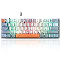 Redragon 60% Mechanical Gaming Keyboard RGB Backlit Ultra-Compact Hot-Swappable Red Switch, Fully Programmable Pro Software Supported, K624WGO-RGB White-Grey
