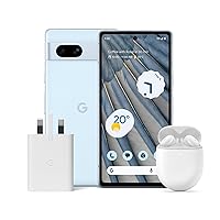 Google Pixel 7a and Pixel 30W Charger Bundle – Unlocked Android 5G Smartphone with Wide-Angle Lens - Sea + Pixel Buds A-Series – Wireless Earbuds – Clearly White (Amazon Exclusive)
