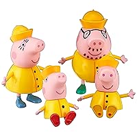 Peppa Pig Peppa’s Adventures Peppa’s Family Rainy Day Figure 4-Pack Toy Includes 4 Pig Family Figures in Raincoats, Ages 3 and up