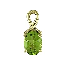 Peridot Natural Gemstone Oval Shape Pendant 925 Sterling Silver Party Jewelry | Yellow Gold Plated