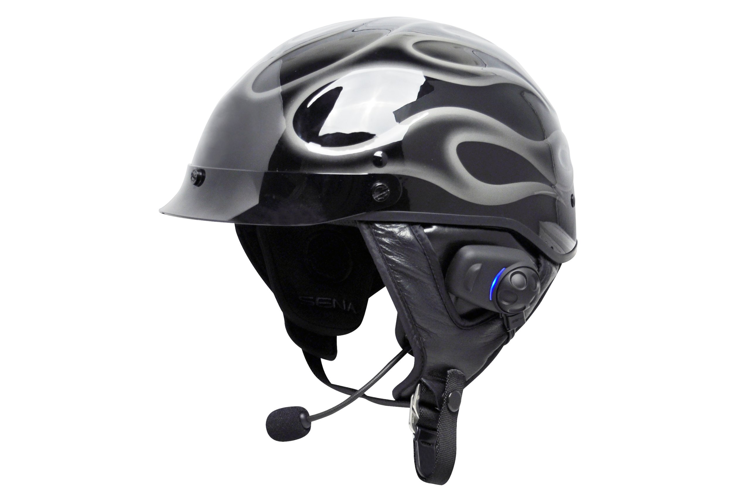 Sena SPH10H-FM-01 Motorcycle Bluetooth Stereo Headset and Intercom with Built-in FM Tuner for Half Helmets, black