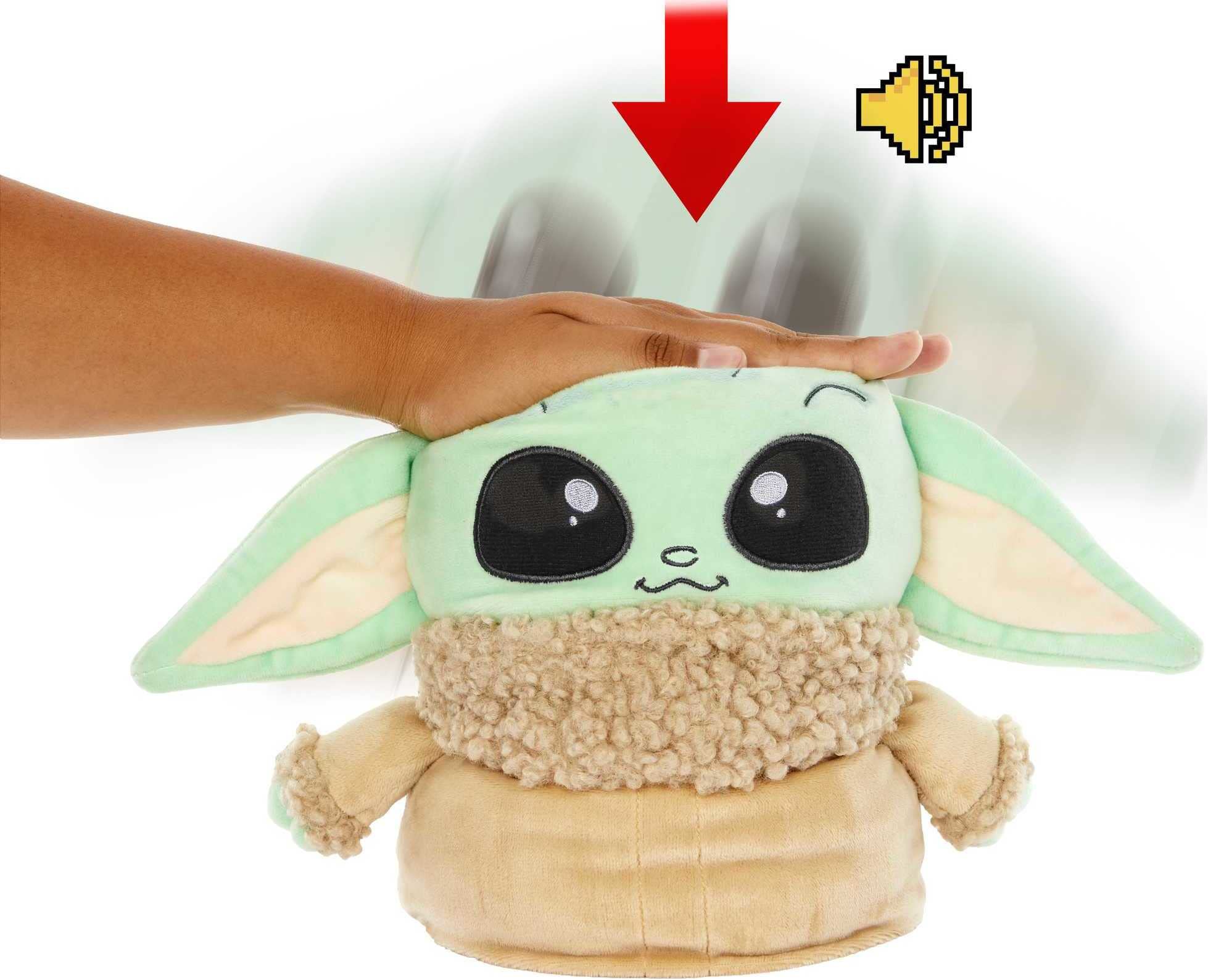 Mattel ​Star Wars Jumping Grogu Plush Toy with Jumping Action and Sounds, Soft Doll Inspired by Star Wars Mandalorian Book of Boba Fett