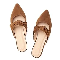 Women's Mules, Closed Pointed Toe Backless Loafer Shoes for Women, Mules for Women Flats,Comfortable Slip On Slides Mules Shoes Ladies Loafers Tan7