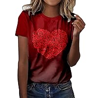 Sexy Long Sleeve Tops for Women Party Club Night Women Casual Round Neck Short Sleeve T Shirt Funny Valentines