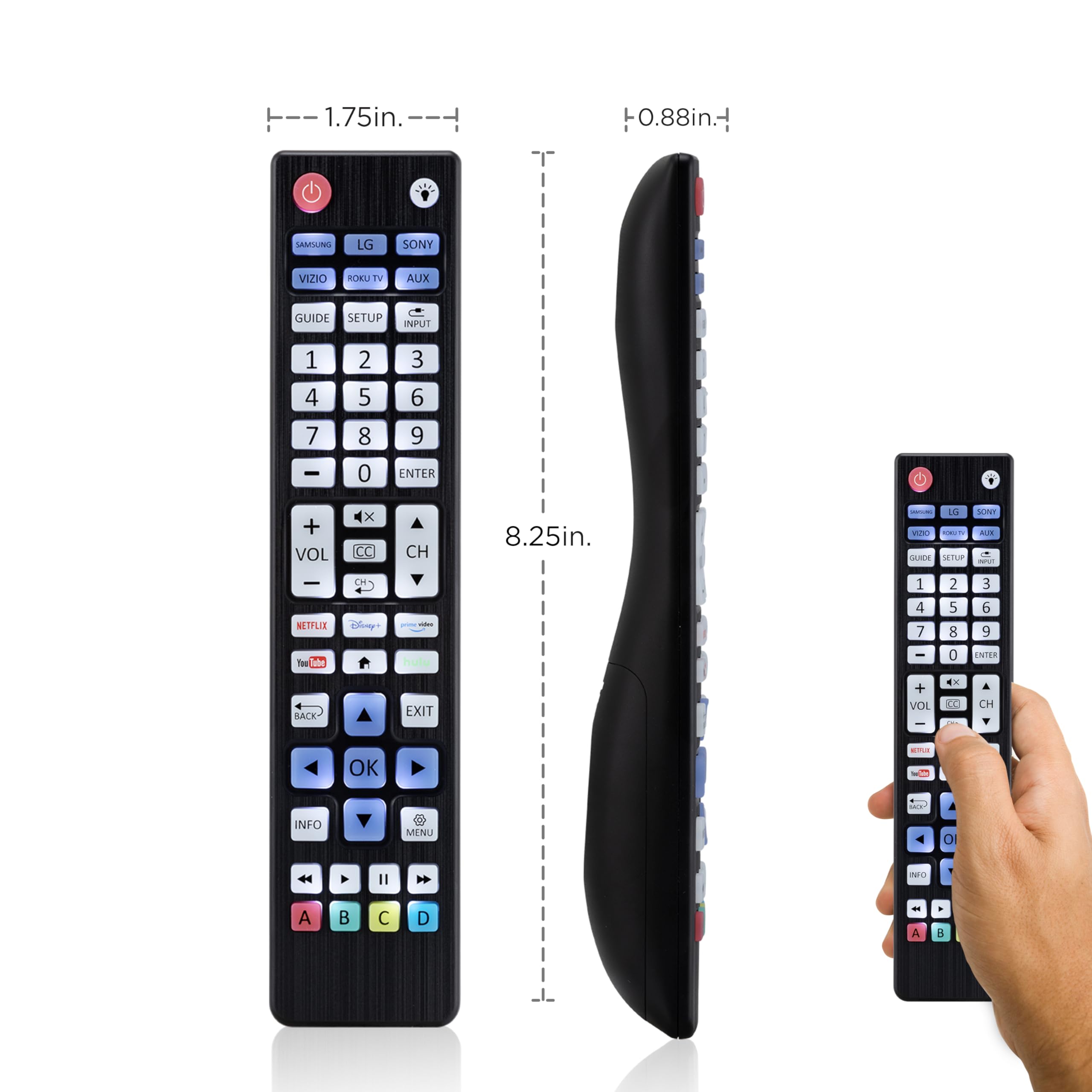 UltraPro Backlit One Touch Instant Pairing Replacement Remote Pre-Programmed for Samsung, Sony, LG, Vizio, Roku TV 2 Device 80830