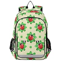 ALAZA Red Ladybugs on Green Clover Leaves Casual Backpack Bag Travel Knapsack Bags