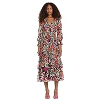 Donna Morgan Women's V-Neck Tiered Skirt Maxi Day Dress Event Party Night Out Guest of