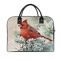 Winter Cardinal Bird Travel Tote Bag Large Capacity Laptop Bags Beach Handbag Lightweight Crossbody Shoulder Bags for Office