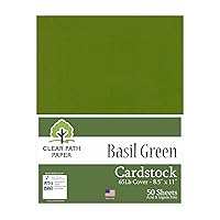 Clear Path Paper - Basil Green Cardstock - 8.5 x 11 inch - 65Lb Cover - 50 Sheets