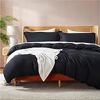 Nestl Black Duvet Cover Queen Size - Soft Double Brushed Queen Duvet Cover Set, 3 Piece, with Button Closure, 1 Duvet Cover 90x90 inches and 2 Pillow Shams