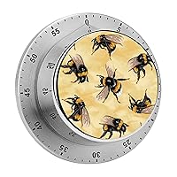 Honey Bees 60 Minute Timer Stainless Steel Wind Up Magnetic Timer Time Management for Cooking Kitchen