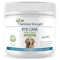 Eye Care for Dogs Daily Vision Supplement with Lutein, Zeaxanthin, Astaxanthin, CoQ10, Bilberry Antioxidants, Vitamin C, Vitamin E Support for Dog Eye Problems, 90 Soft Chews