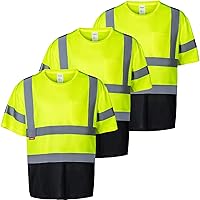 High Visibility Short Sleeve Reflective Safety T-Shirt, Men's Heavy Duty Breathable Hi Vis Shirts, Class 2 Type R