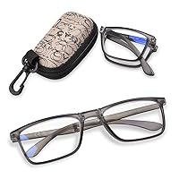 OPTOFENDY Folding Reading Glasses for Women Men, Small Spring Hinge Readers, Portable Blue Light Glasses with Zipper Case
