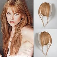 Bangs Hair Clip in Bangs 100% Real Human Hair Extensions Wispy Bangs with Temples Hairpieces for Women Clip on Neat Bangs Curved Bangs for Daily Wear (wispy, Strawberry Blonde)