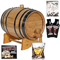 2 Liter Kentucky Bourbon Whiskey Making Kit - 2L Mini Barrels for Cocktail Aging - Complete with Wood Stand, Oak Bung, Spigot & Liquor Essence Flavoring - Whiskey Barrel Gifts for Men