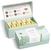 Tea Forte Lotus Relaxing Tea, Presentation Box Sampler Gift Set, Assorted Variety Handcrafted Pyramid Infuser Bags, Black, Green, Oolong, White, Herbal, 20 Count (Pack of 1)