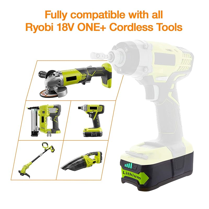  Ryobi P163 18V OnePlus Lithium 2.0Ah Compact Battery and  Charger Upgrade Kit includes a P118 Charger and P190 Battery : Tools & Home  Improvement